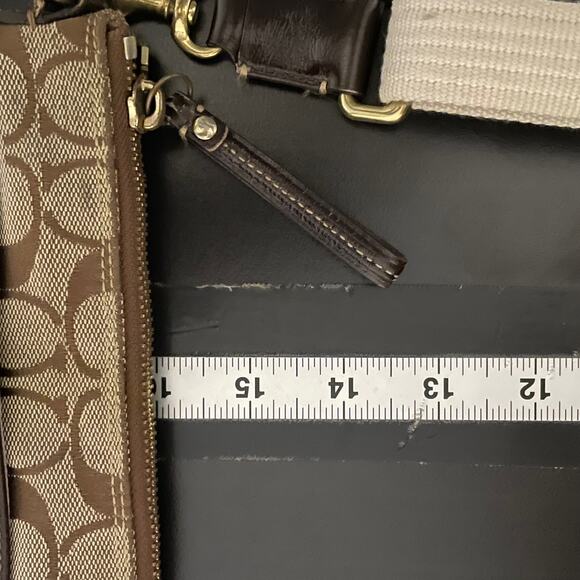 Coach Crossbody Bag Women Adjustable Signature Canvas Full Zip Leather Trim READ - Picture 11 of 12